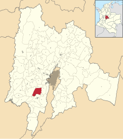 Location of the municipality and town inside Cundinamarca Department of Colombia