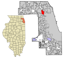 Location in Cook County and the state of Illinois.