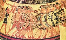 Chigi vase with Hoplites holding javelins and spears Detail from the Chigi-vase.jpg