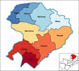 Map of the Northern Province showing its districts.