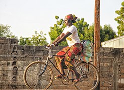 Woman on bicycle.