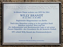 Berliner Gedenktafel an seinem ehemaligen Wohnort, Berlin-Schlachtensee, Marinesteig 14
