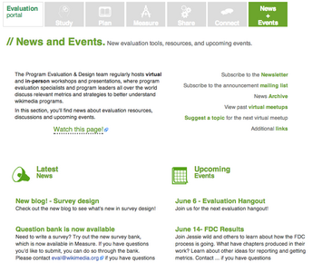 Figure 8. News + events page - Grants:Evaluation/News+Events, top of page