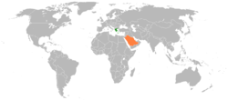 Map indicating locations of Greece and Saudi Arabia