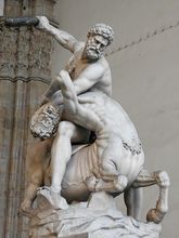 Hercules en de centaur Nessus, marmer. Loggia dei Lanzi, Florence (Italië).