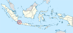 Vị trí của Jakarta trong lãnh thổ Indonesia