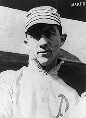 Frank "Home Run" Baker hit the first home run at Shibe Park, on May 29, 1909 JohnFranklinHomeRunBaker1914.jpg