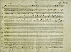 Mozart'ın el yazısıyla eser ve başlığı