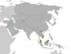 Peta lokasi Malaysia dan Vietnam.