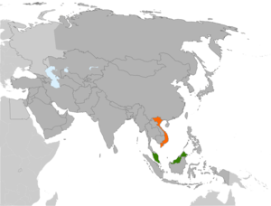 Mapa indicando localização da Malásia e do Vietnã.