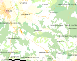 Mapa obce Lavaudieu