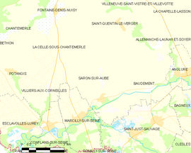 Mapa obce Saron-sur-Aube