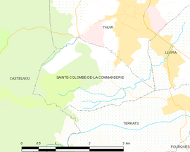 Mapa obce Sainte-Colombe-de-la-Commanderie