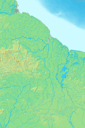 Carte topographique du Guyana.