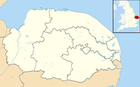 Maps of castles in England by county: L–W is located in Norfolk