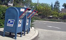 Drive-through mailboxes in Los Altos, California, United States Post office drivethrough lane.jpg