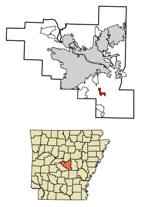 Расположение Райтсвилля в округе Пуласки, Арканзас.