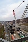 Construction equipment at the Boßler Tunnel western portal in December 2016