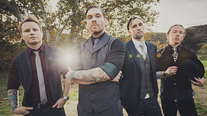 Shinedown in 2015. From left to right: Zach Myers, Brent Smith, Eric Bass and Barry Kerch.