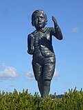 Memorial statue of Ernest Rutherford as a child