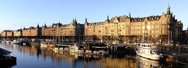 De fastigheter på Strandvägen i Stockholm som användes som hotell under Stockholmsutställningen 1897.