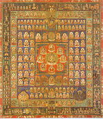 Geometric arrangement of a large number of deities.