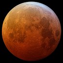 Lunar eclipse, 21 January 2019. Red hue caused by diffraction of sunlight through Earth's atmosphere. Total lunar eclipse on January 21, 2019 (45910439045) (cropped).jpg