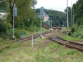 Stanica Velká Kraš - vľavo trať do Vidnavy, vpravo do Javorníka ve Slezsku