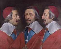 Triple portrait du cardinal de Richelieu par Philippe de Champaigne (National Gallery, à Londres). (définition réelle 5 274 × 4 225)