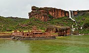 View of Bhutanatha temple in Badami during monsoon.jpg