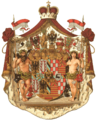 1697–1918: Wappen des Fürstentums Schwarzburg-Sondershausen, links mit weiblichem Pendant