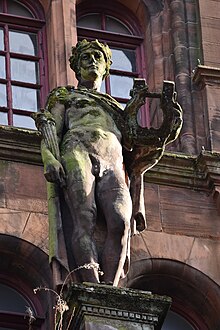 William Birnie Rhind, Apollo (1889-1894), pediment sculpture, former Sun Life Building, Renfield Street Glasgow William Birnie Rhind, Apollo. 1889-1894. Glasgow, former Sun Life Building, Renfield Street. Photo, Jamie Mulherron.jpg