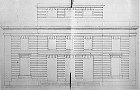 Elévation du château de Chaville, du côté de l'entrée, Étienne-Louis Boullée, AN. Vers 1764.