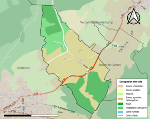 Carte en couleurs présentant l'occupation des sols.