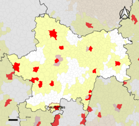 Localisation de l'aire d'attraction de Chauffailles dans le département de Saône-et-Loire.