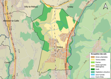 Carte en couleurs présentant l'occupation des sols.