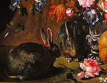 Detail from Nature morte de fruits et de fleurs avec des animaux by David Koninck