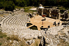 In the late Roman era, Christianity was preached in theaters like this one in Butrint Amphitheatre of Butrint 2009.jpg
