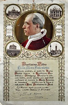 Apostolic Benediction and Plenary Indulgence Parchment Apostolic Blessing and Plenary Indulgence Parchment - 1948 Oct 26, Pope Pius XII to Della Mora Antonietta (DSC 2566).jpg