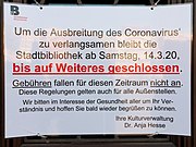 Stadtbibliothek Braunschweig wegen „Ausbreitung des Coronavirus'“ ab 14. März 2020 geschlossen