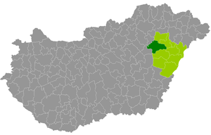 okres Balmazújváros na mapě Maďarska