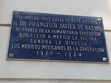 Gedenktafel im Hafen von La Coruña, gestiftet von mexikanischen Ärzten