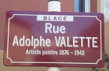Plaque de rue honorant Pierre Adolphe Valette