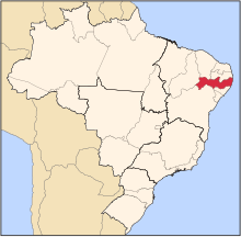 Mapa de Brasil highlighting the state