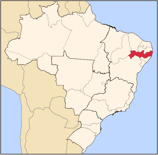 Мапа Бразилії з позначеним штатом Пернамбуко