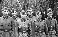 Volunteer freiwillige troops of the Turkestan Legion in France, 1943 Bundesarchiv Bild 101I-295-1560-21, Nordfrankreich, Turkmenische Freiwillige.jpg