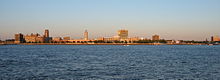 The Camden waterfront seen from across the Delaware River in Philadelphia in 2005 Camden waterfront skyline.jpg