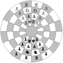 Representation of the starting position for modern circular chess