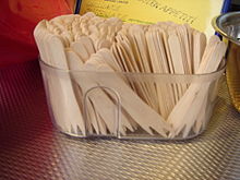 Two-pronged wooden chip forks Currywurst forks.jpg