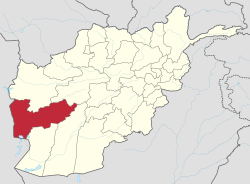 ولایت فراه با رنگ سرخ در افغانستان